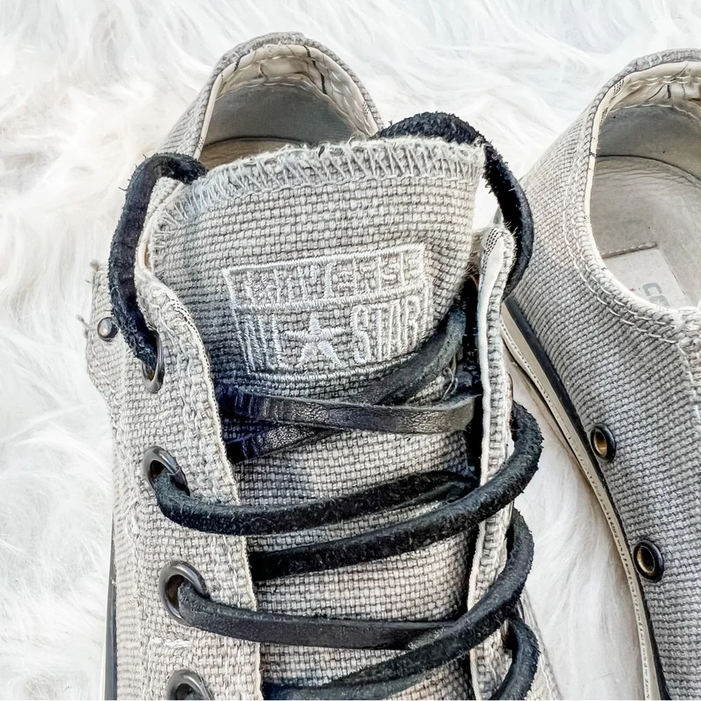 Converse X John Varvatos Collab Low Top Gray Canvas Leather Laces M6 W8 - Picture 3 of 9